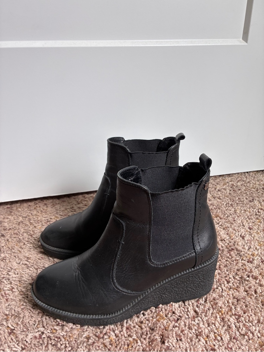 Black Wedge Chelsea Ankle Boots - Women's Zip-Detail